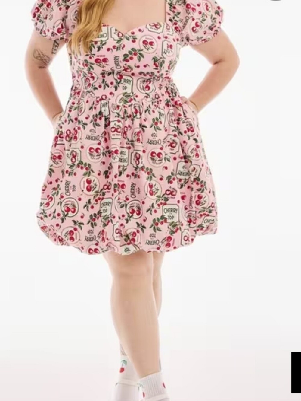 Torrid Pink Cherry On Top Print Puff Sleeve Size 20